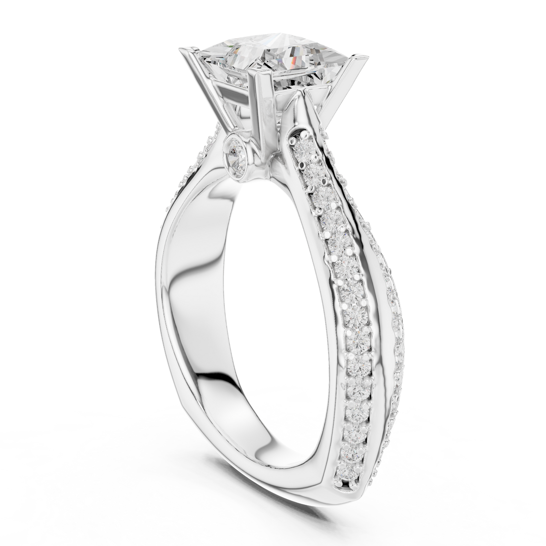 LR-0280 - Solitaire Princess Ring - White Gold
