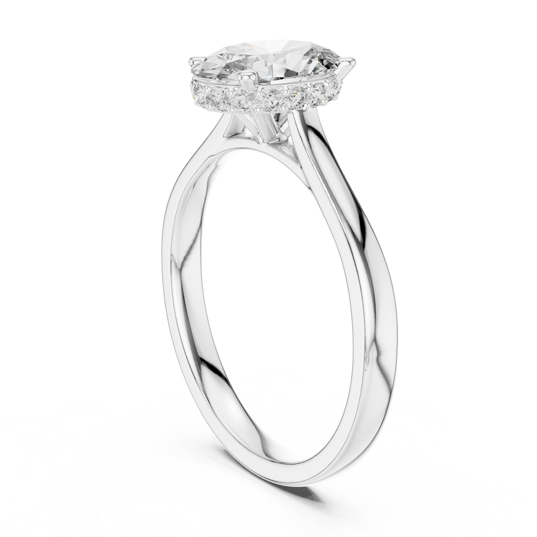00001L (8) - Fashion Oval Ring - White Gold