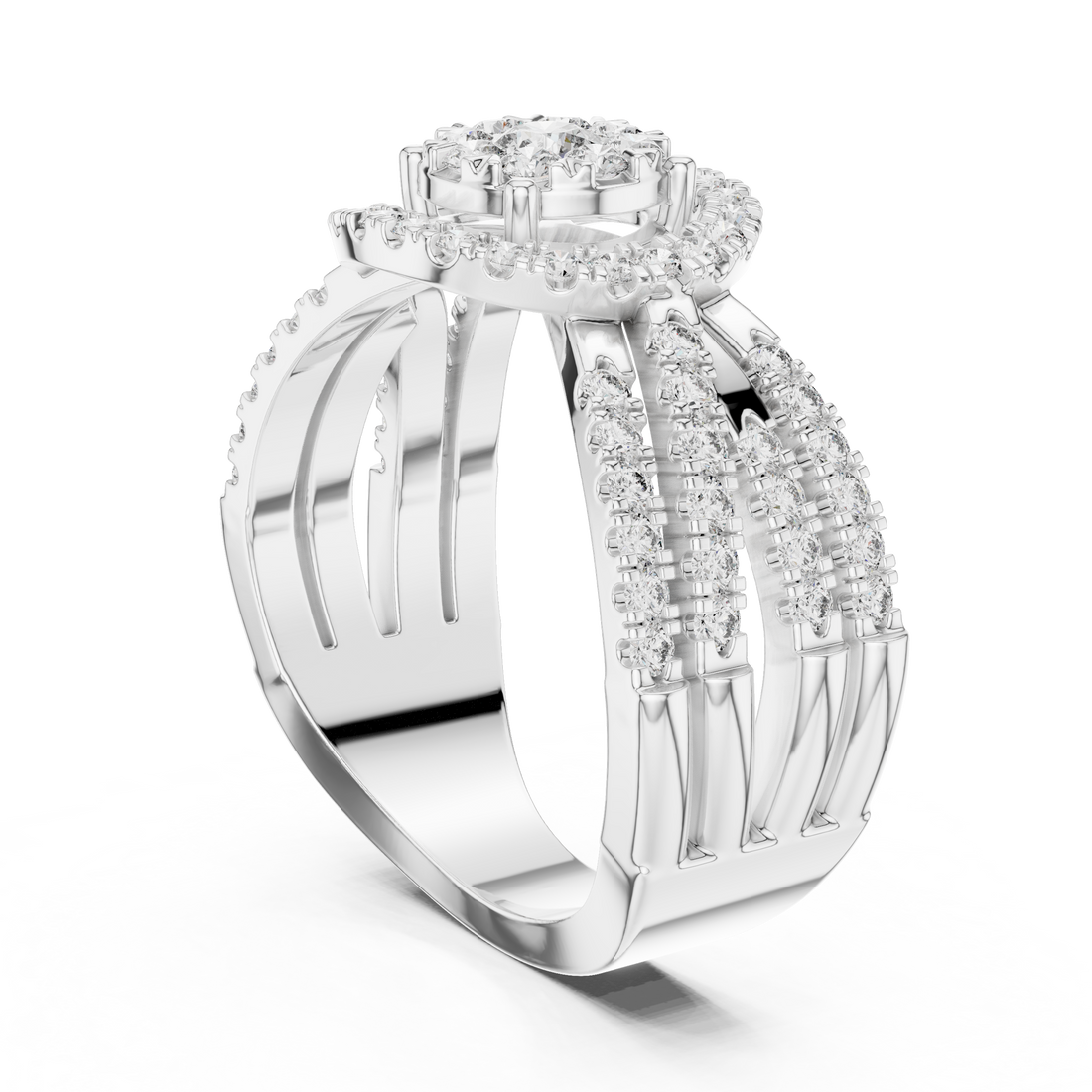 19#120008L - Fashion Round Ring - White Gold