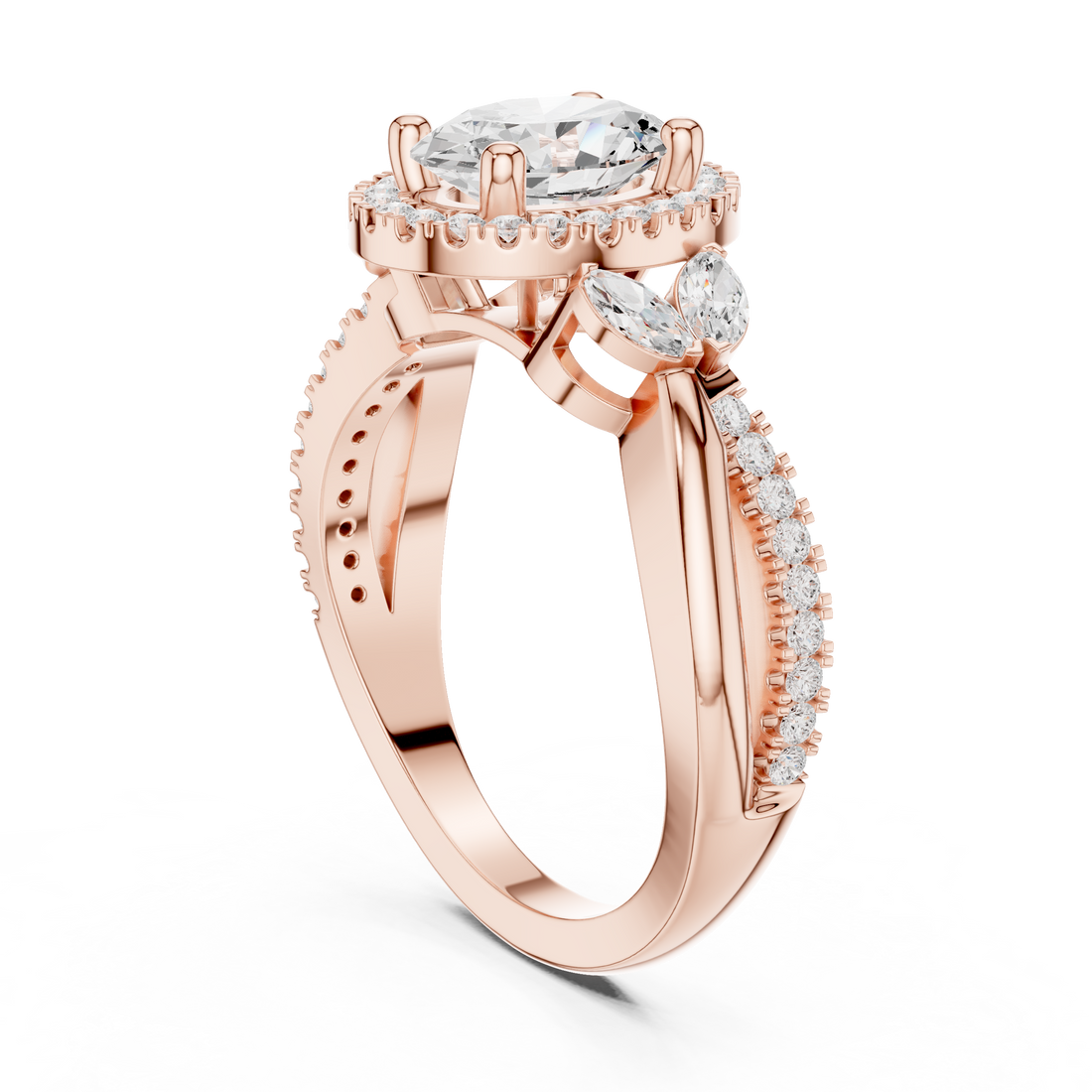 DDLR-416 - Halo Oval Ring - White Gold