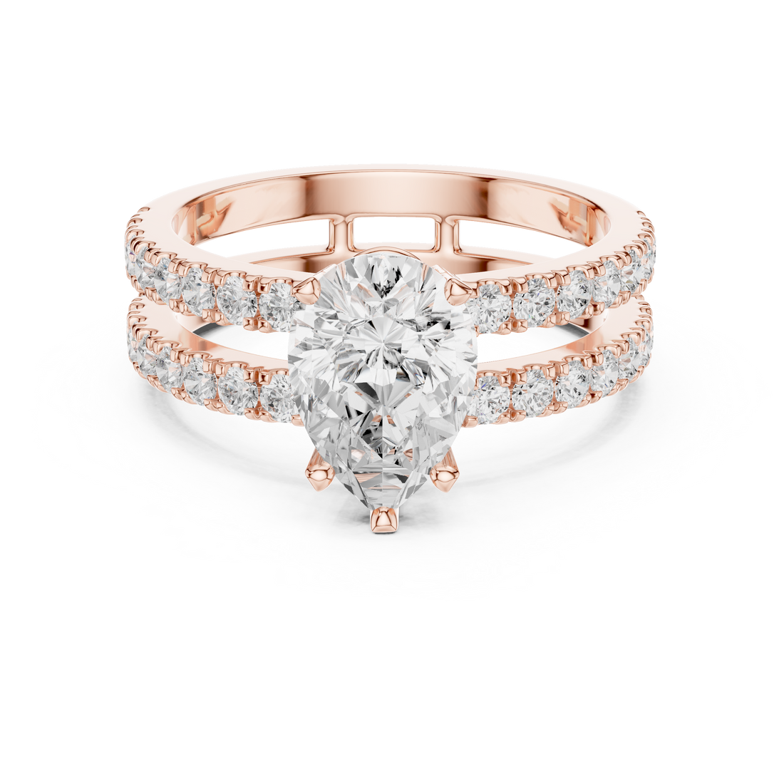 Split Shank Ring - Pear | DDLR-1094 - Rose Gold