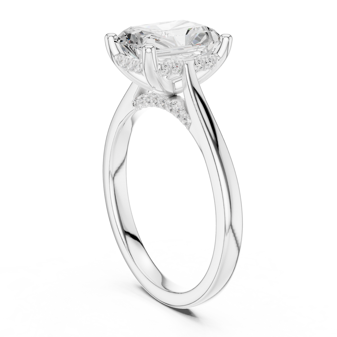 DDLR-990 - Solitaire Radiant Ring - White Gold