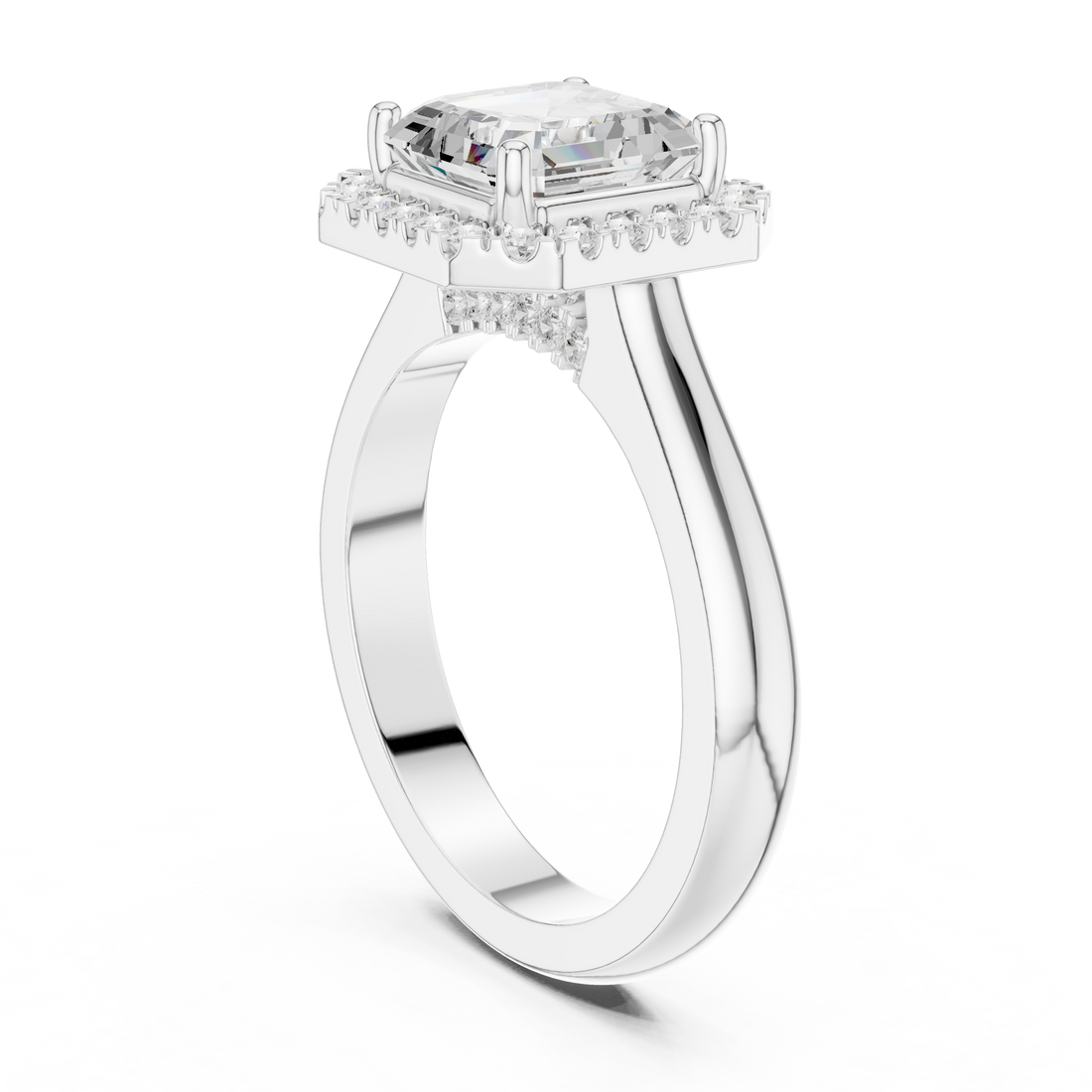 DDLR-338 AC - Halo Asscher Ring - White Gold
