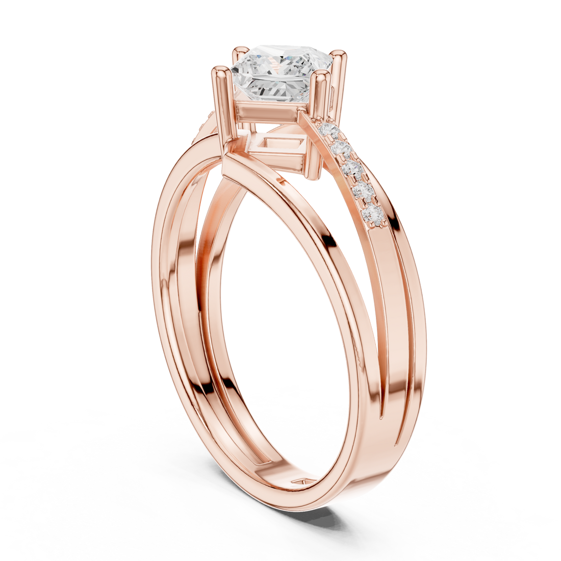 DDLR-475 - Split Shank Princess Ring - White Gold
