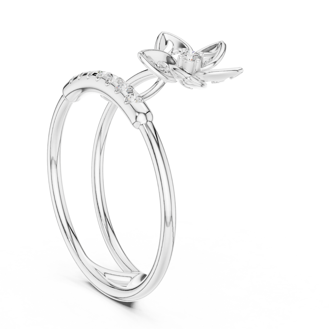 1 (212) - Fashion Round Ring - White Gold