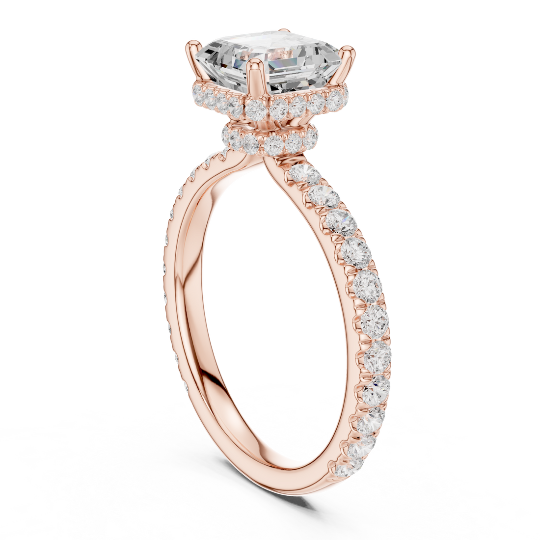 DDLR-165 -AC - Halo Asscher Ring - White Gold