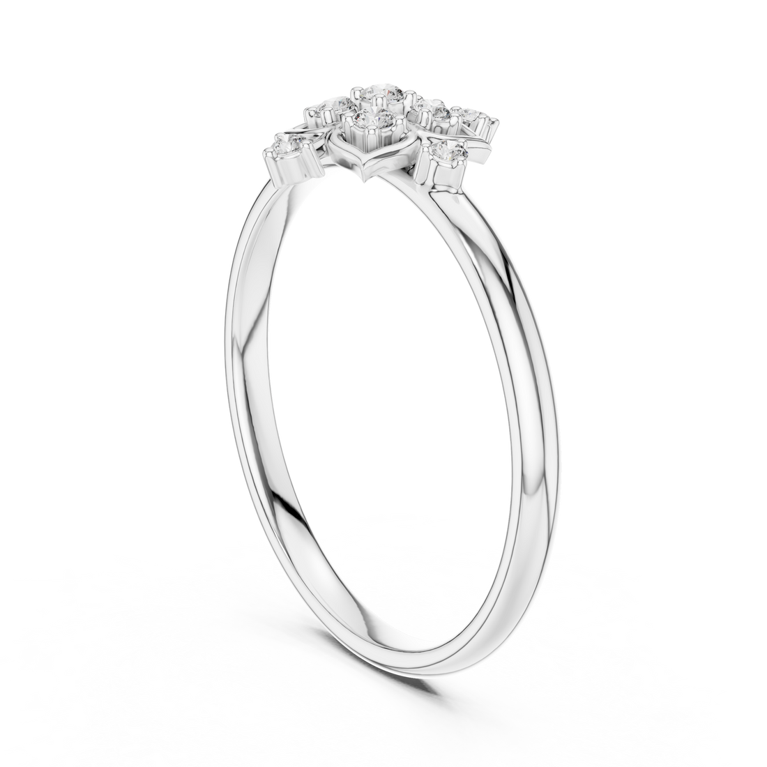 1 (369) - Fashion Round Ring - White Gold