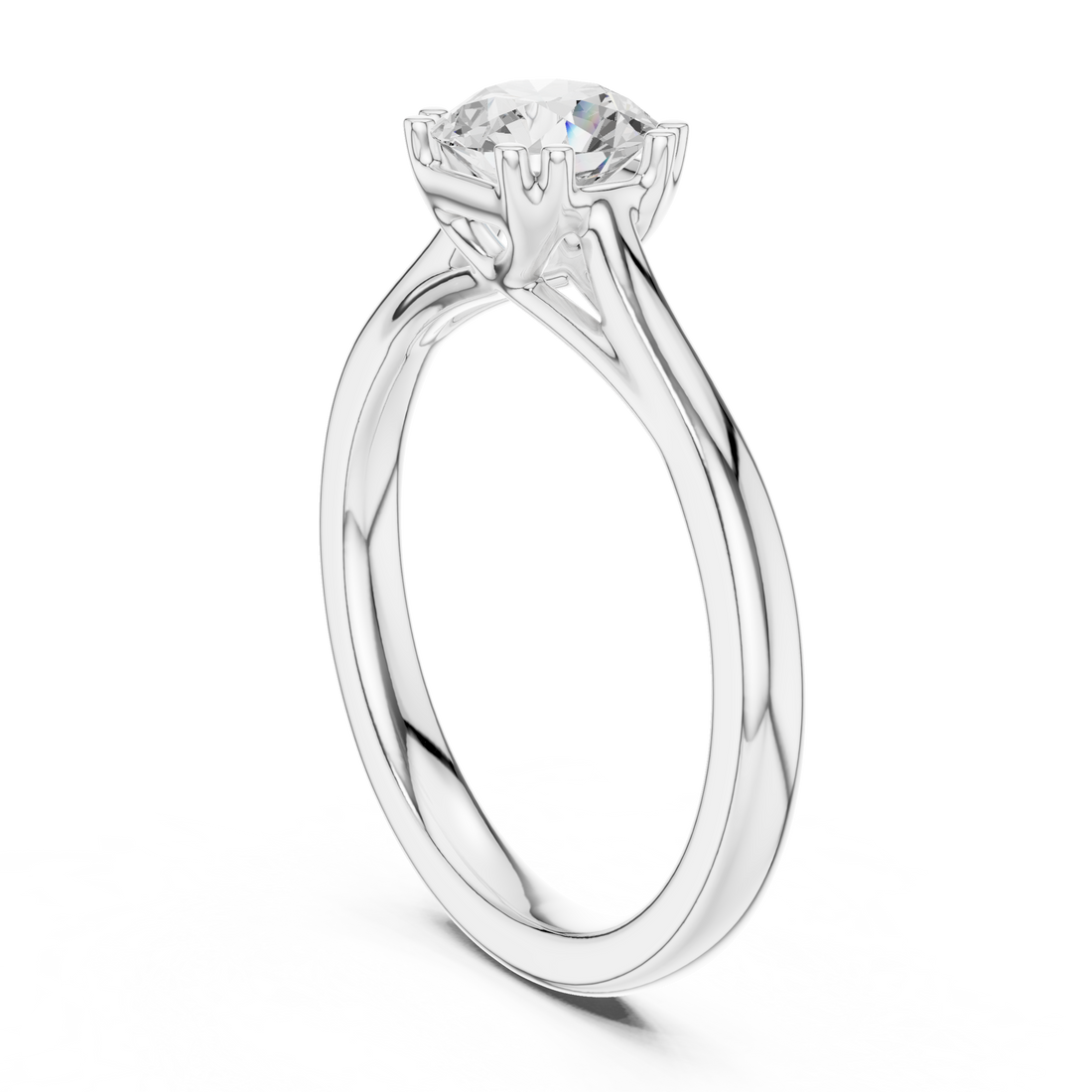 DDLR-550 - Solitaire Round Ring - White Gold