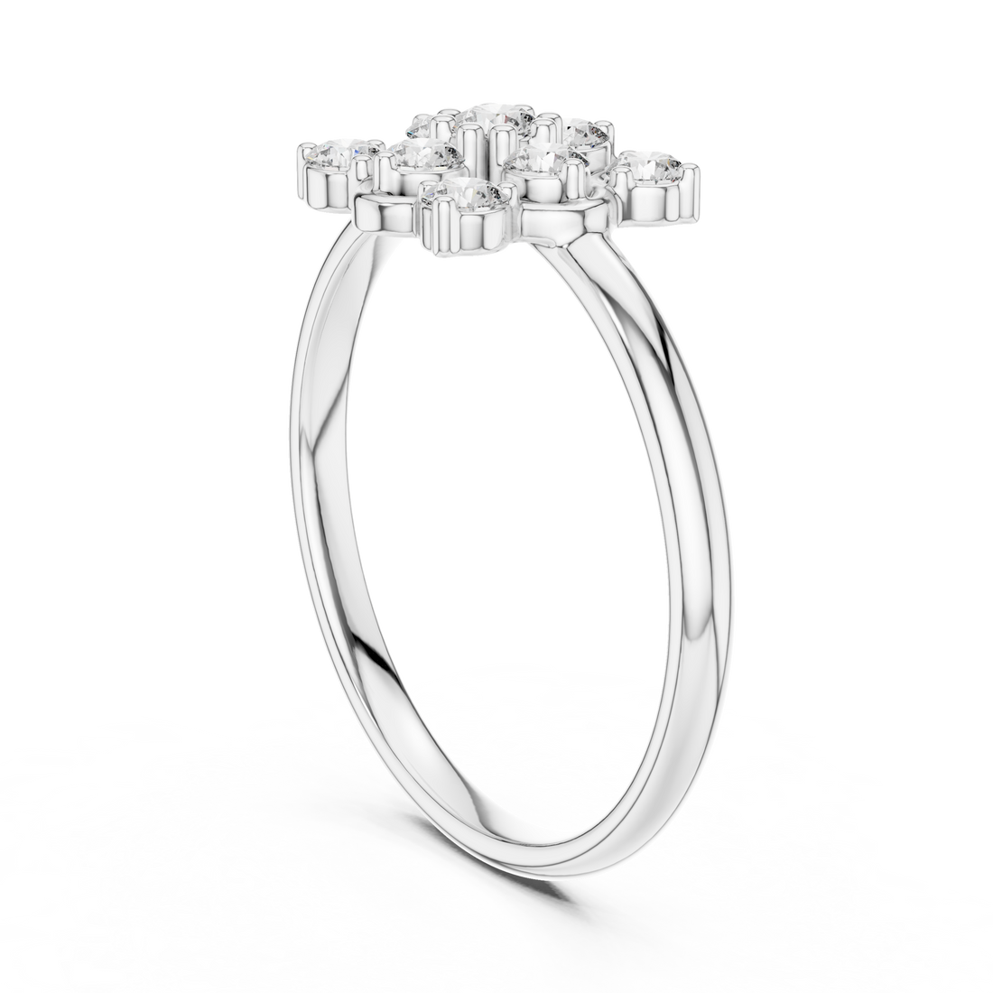 1 (354) - Fashion Round Ring - White Gold