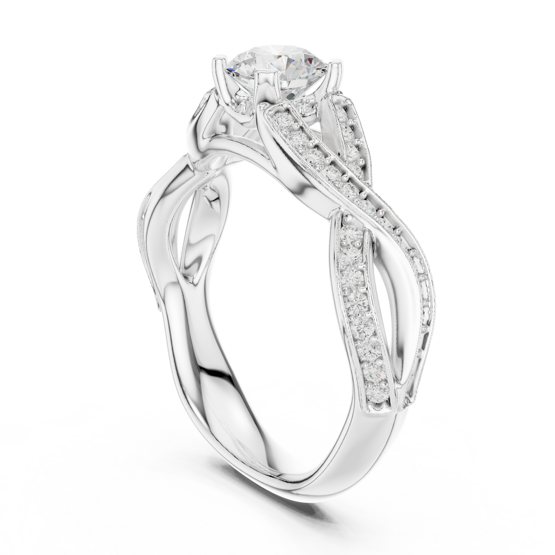 LR-0315 - Solitaire Round Ring - White Gold