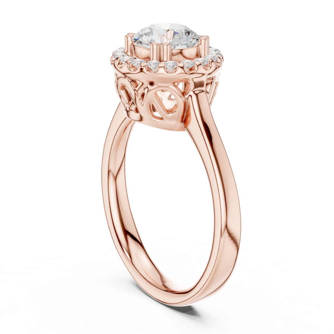 DDLR-649 - Halo Round Ring - White Gold