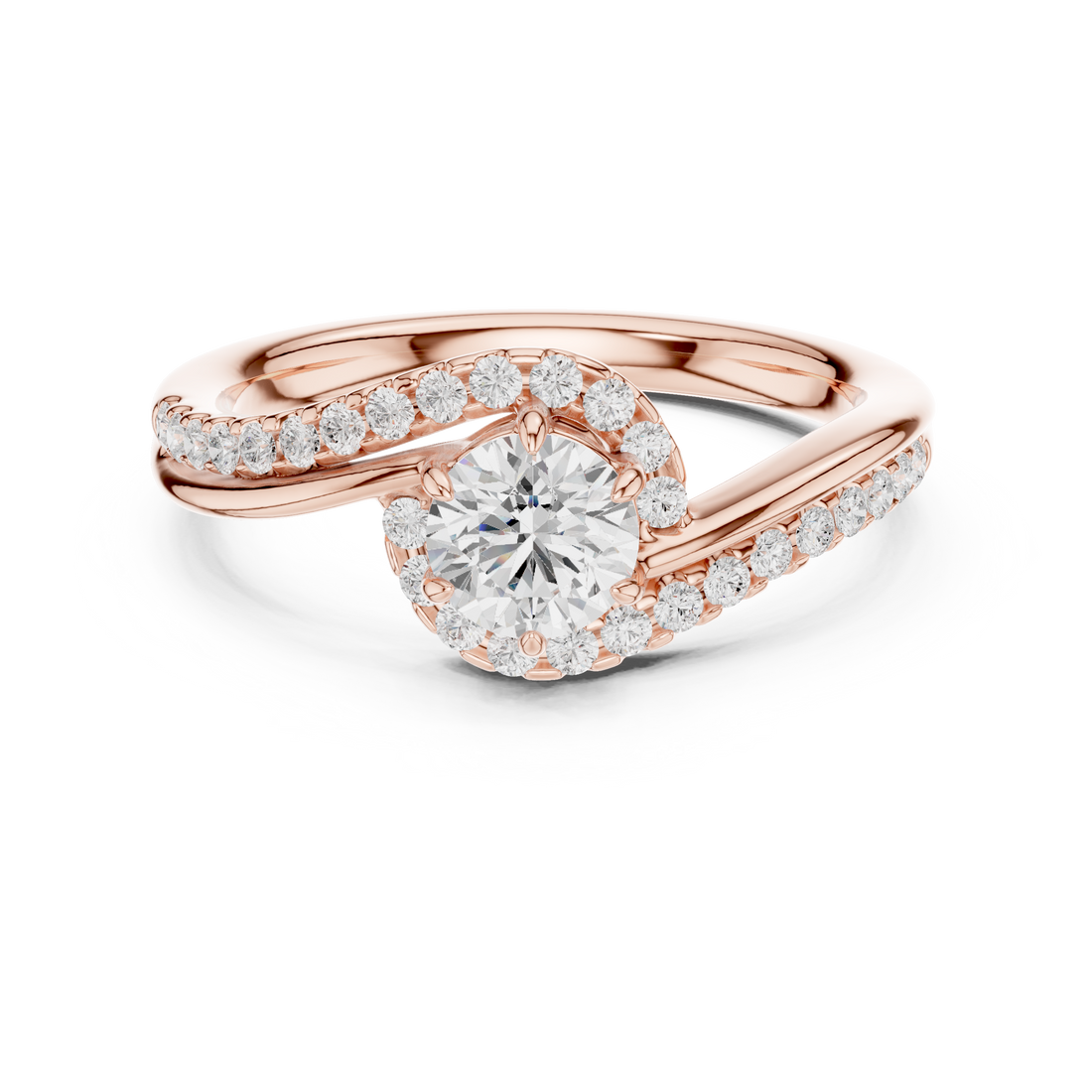 Bypass Ring - Round | DDLR-594 - Rose Gold