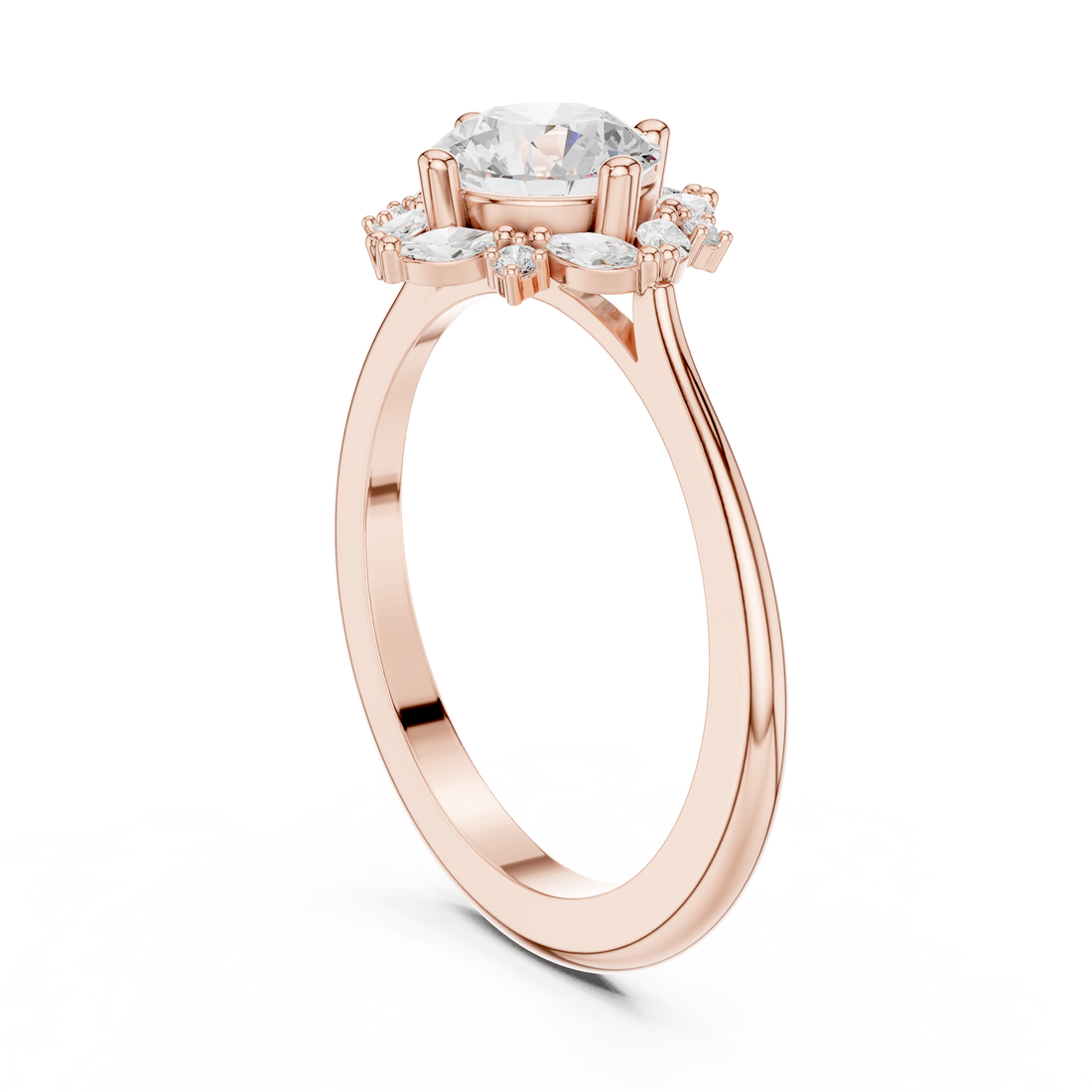 DDLR-328 - Halo Round Ring - White Gold