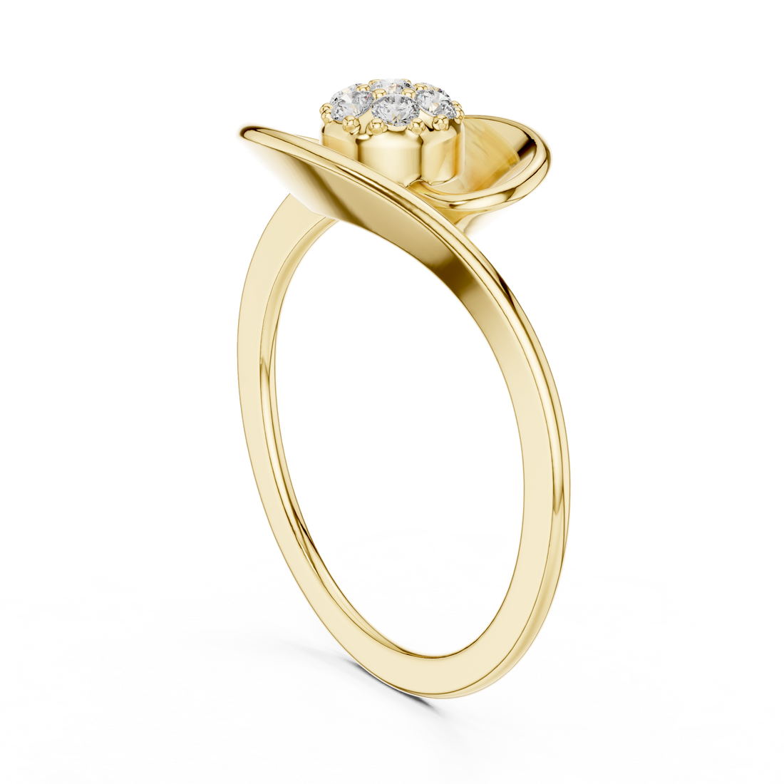 1 (257) - Fashion Round Ring - White Gold