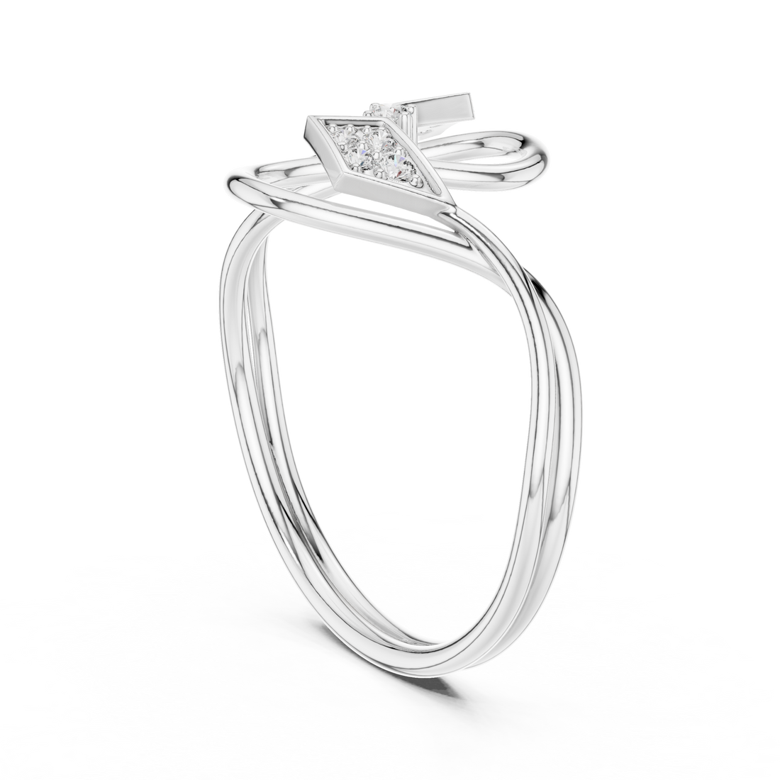 1 (223) - Fashion Round Ring - White Gold