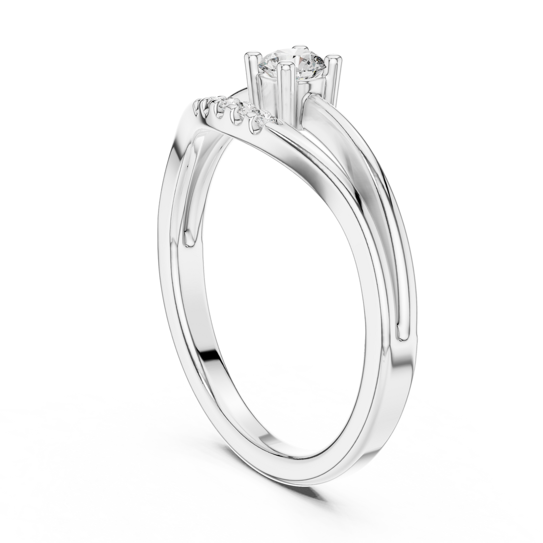 1336 - Solitaire Round Ring - White Gold