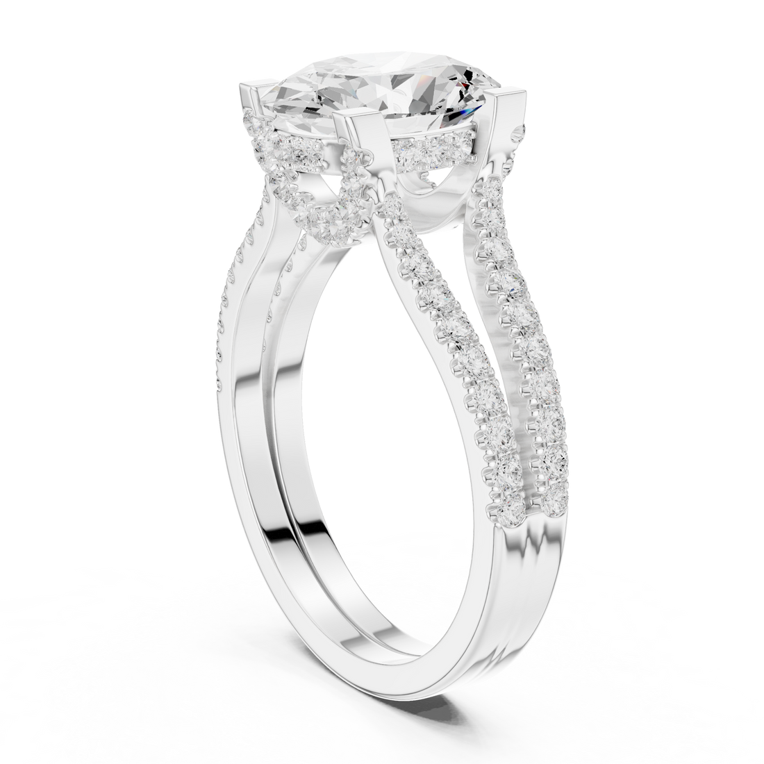DDLR-182 OV - Split Shank Oval Ring - White Gold