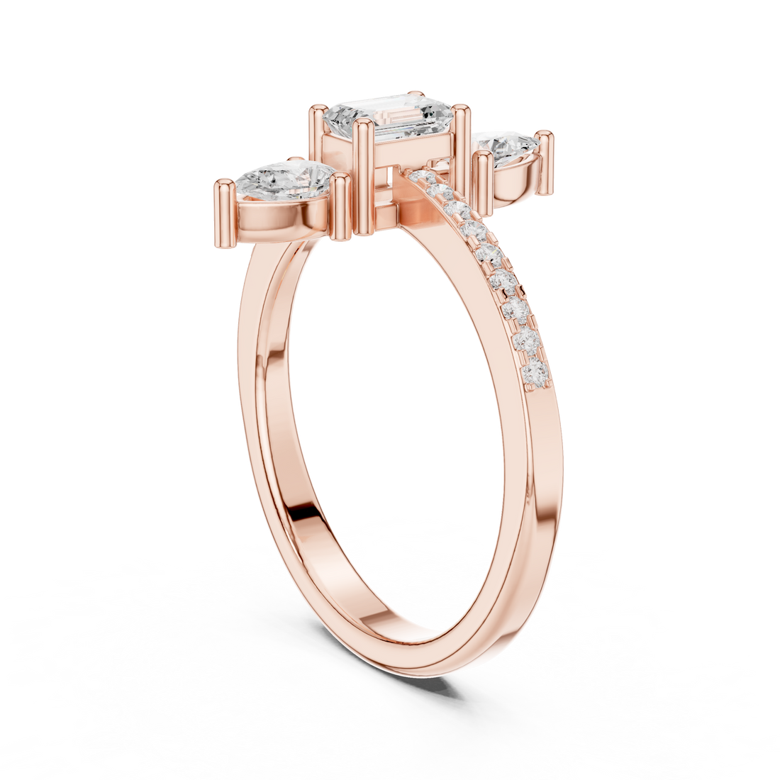 DDLR-529 - Three Stone Emerald Ring - White Gold