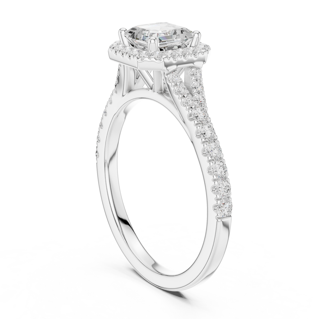 DDLR-908 - Halo Asscher Ring - White Gold