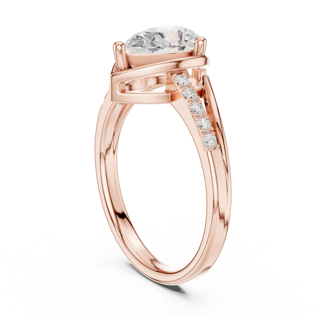 DDLR-473 - Split Shank Pear Ring - White Gold