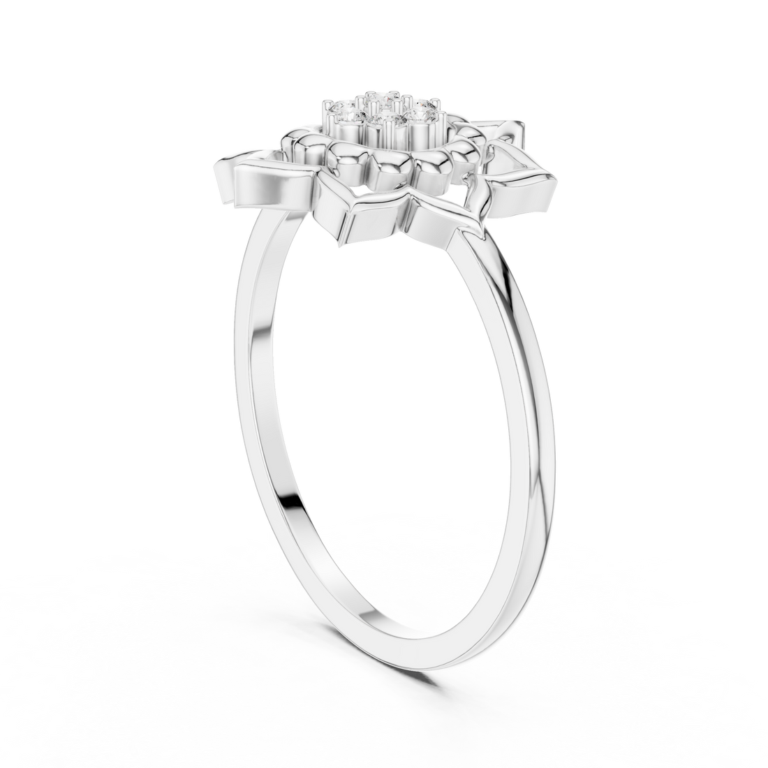 DR-6278 - Fashion Round Ring - White Gold