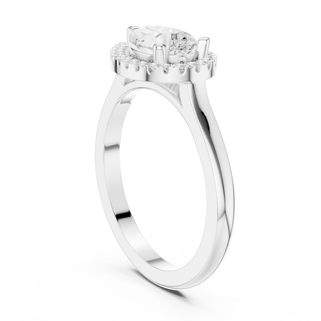 DDLR-346 - Halo Pear Ring - White Gold