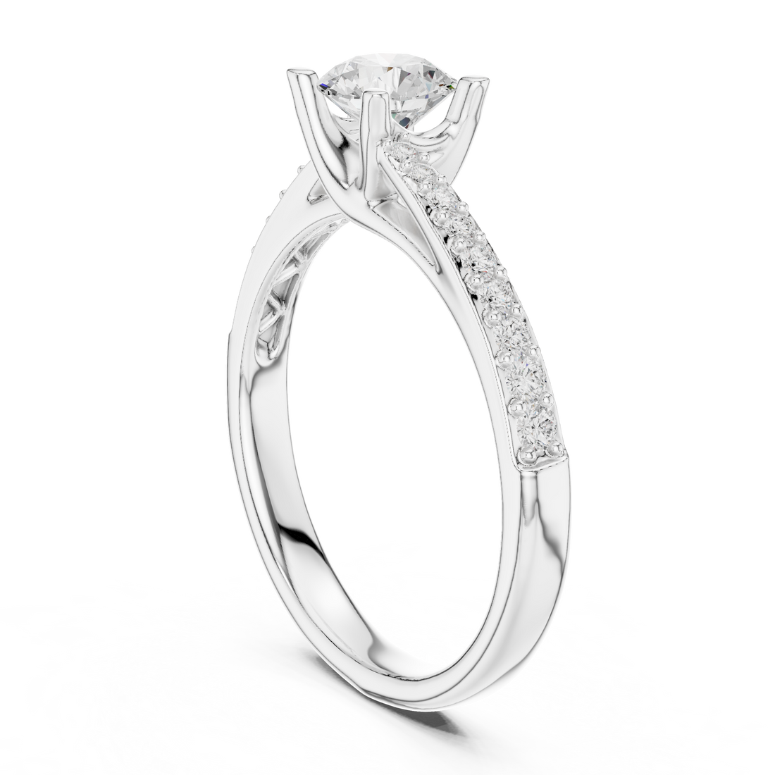 LR-0302 - Solitaire Round Ring - White Gold