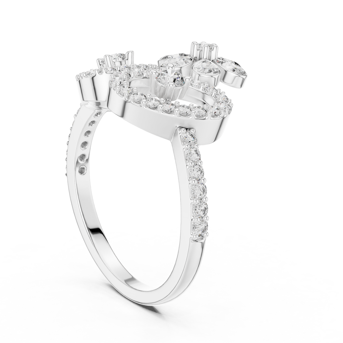 LR-01 (52) - Fashion Round Ring - White Gold