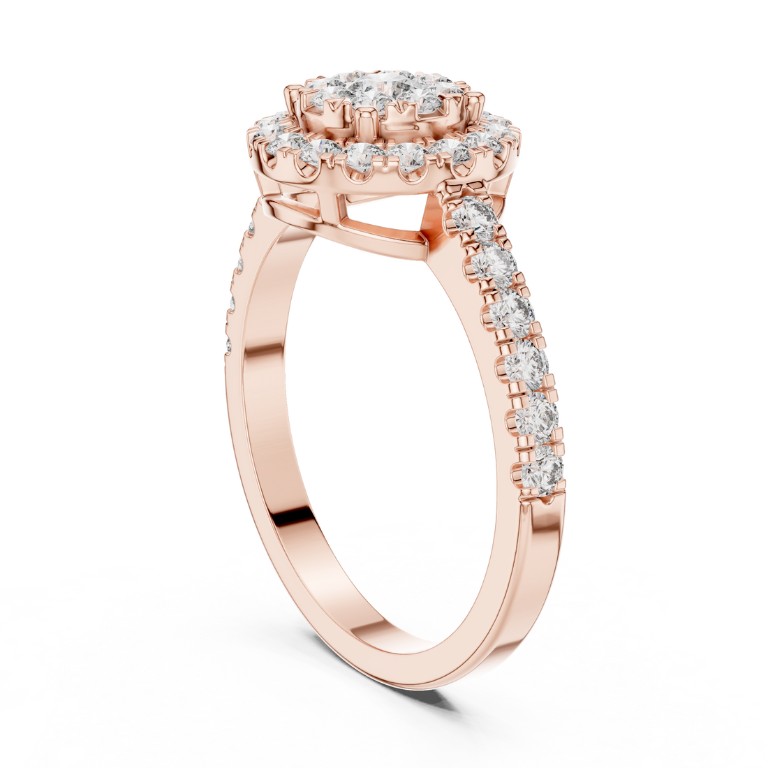 19#120035L - Halo Round Ring - White Gold