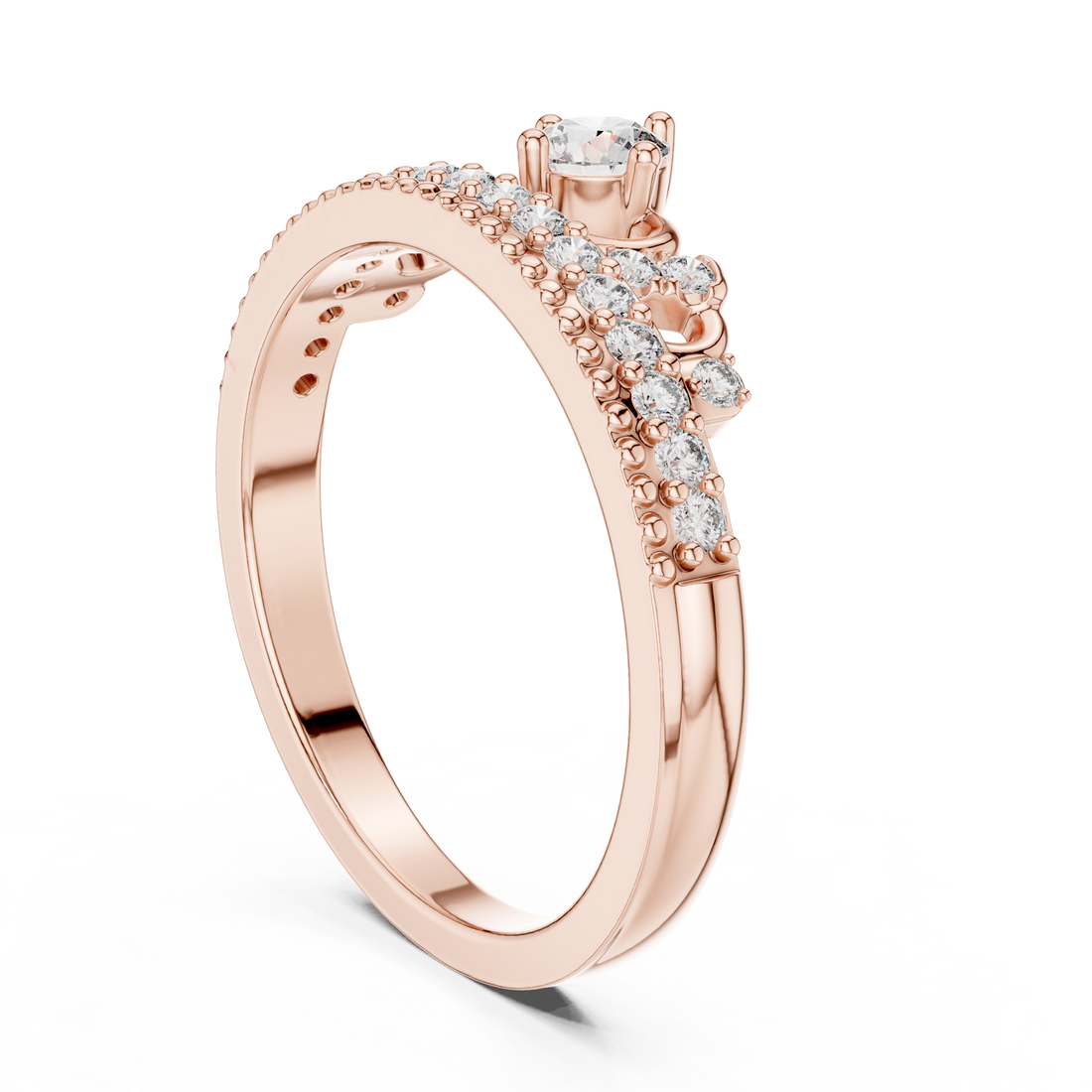 9#10059L - Fashion Round Ring - White Gold