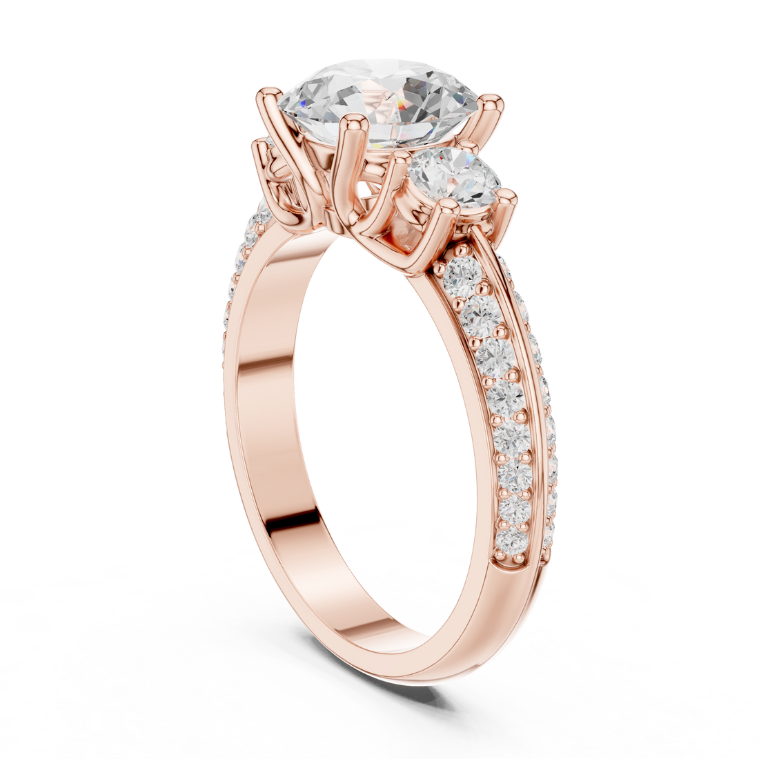 DDLR-267 - Three Stone Cushion Ring - White Gold