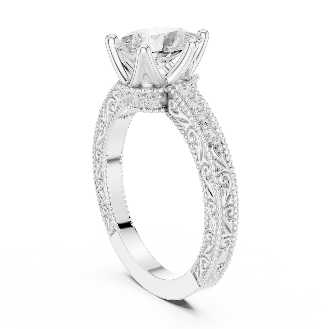DDLR-166-PE - Vintage Pear Ring - White Gold