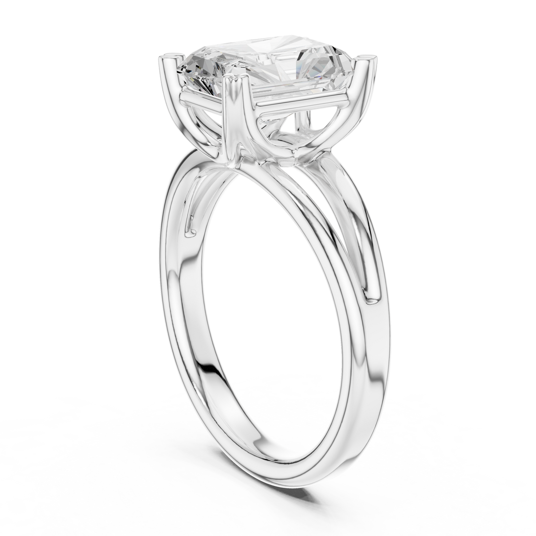 DDLR-094-RA - Split Shank Radiant Ring - White Gold