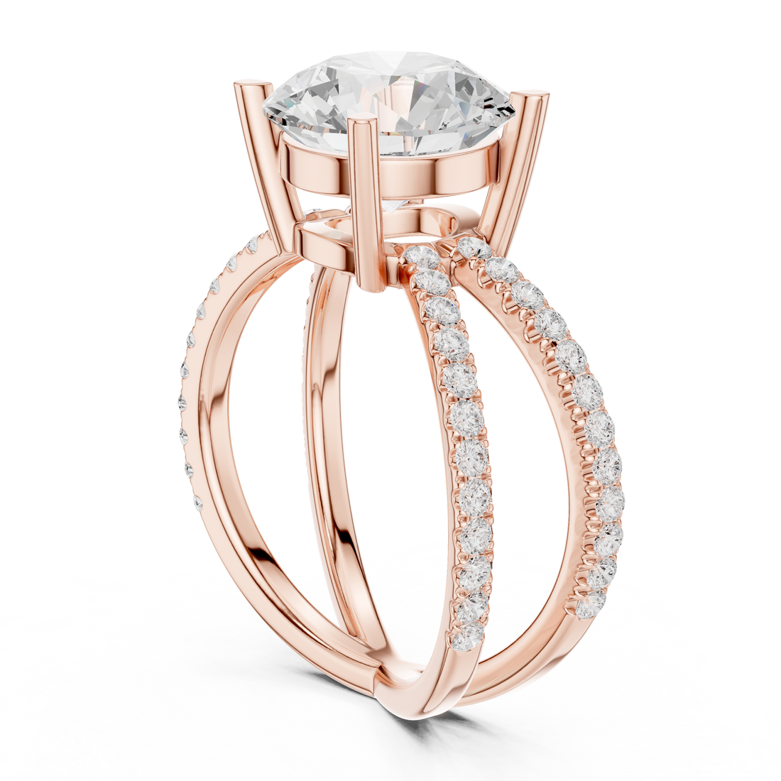 25 RND - Split Shank Round Ring - White Gold