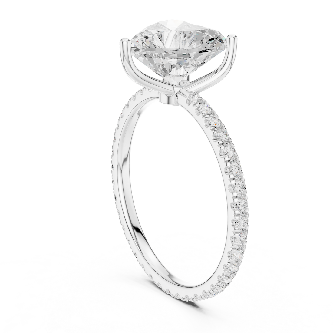 16 HR - Solitaire Heart Ring - White Gold