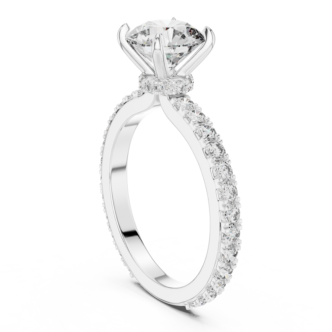 1293 - Solitaire Round Ring - White Gold