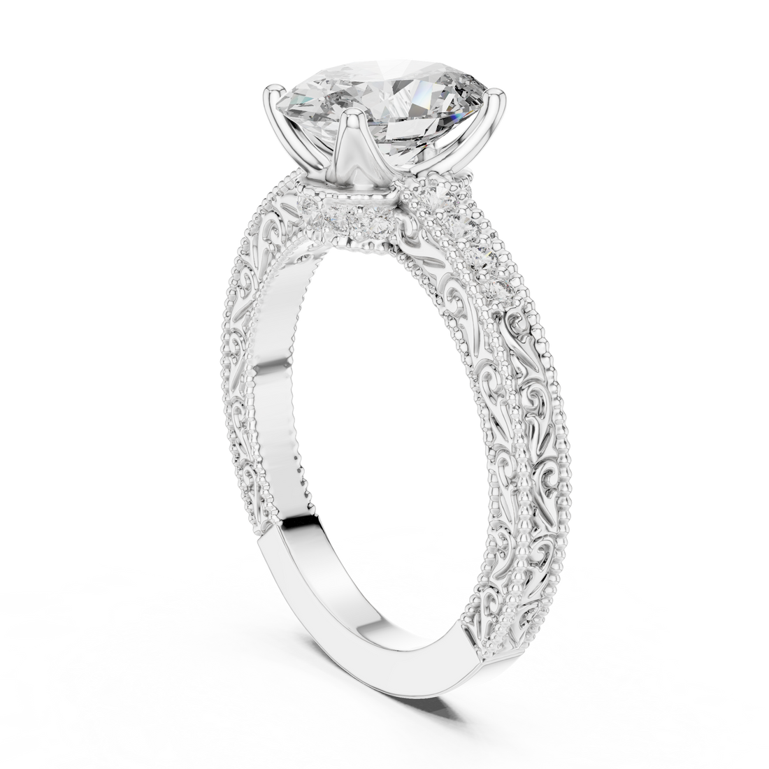 DDLR-166 - Vintage Oval Ring - White Gold