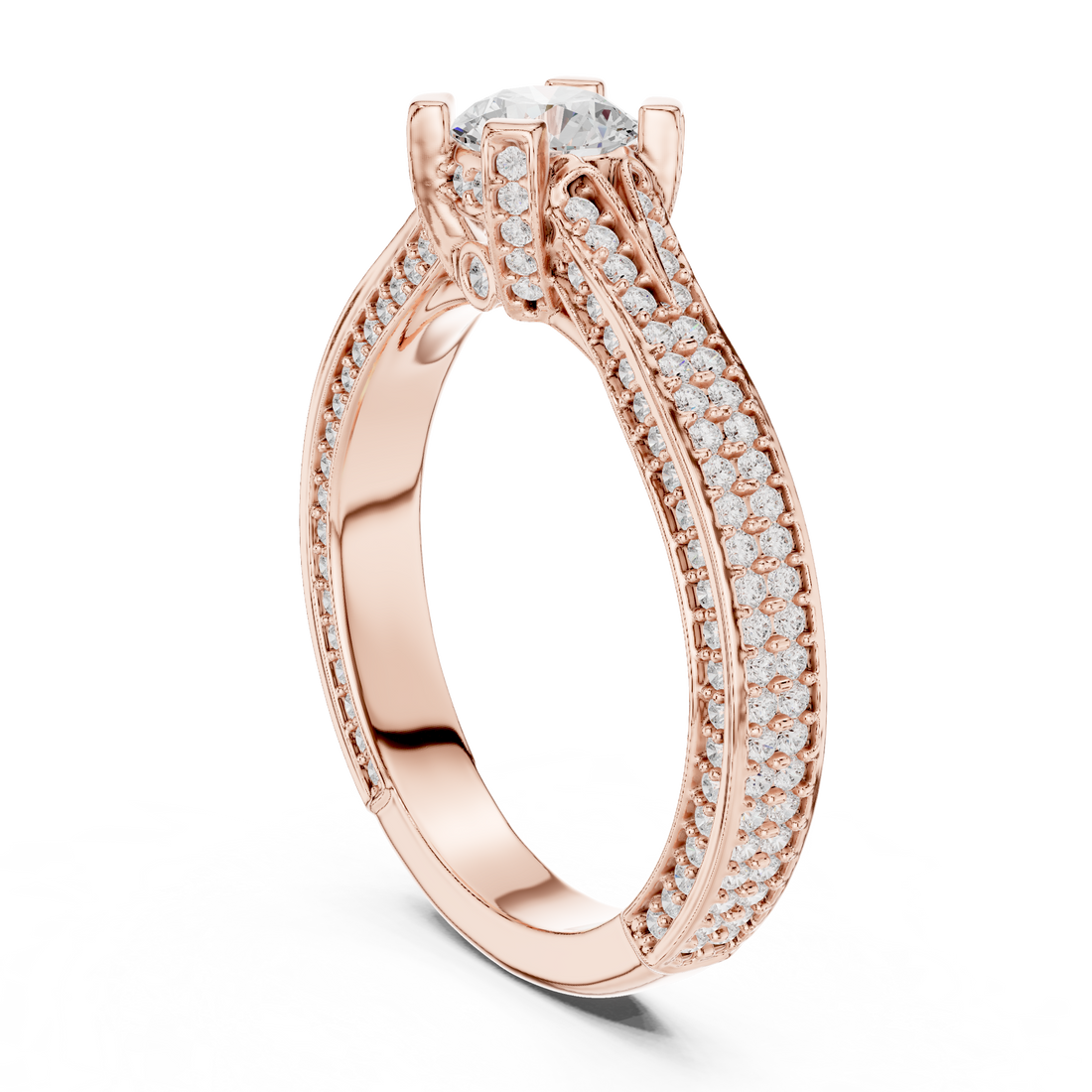 LR-0334 - Solitaire Round Ring - White Gold