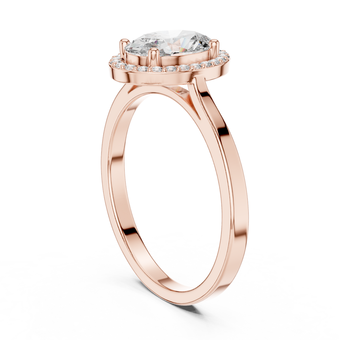 ALR-116 - Halo Oval Ring - White Gold