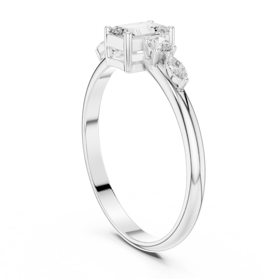 HLR-90 - Fashion Emerald Ring - White Gold