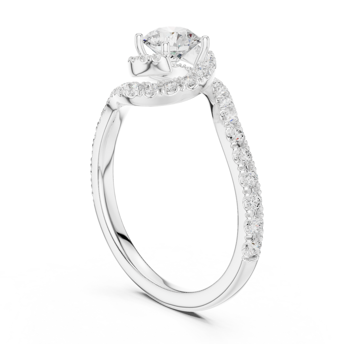 LR-0325 - Bypass Round Ring - White Gold