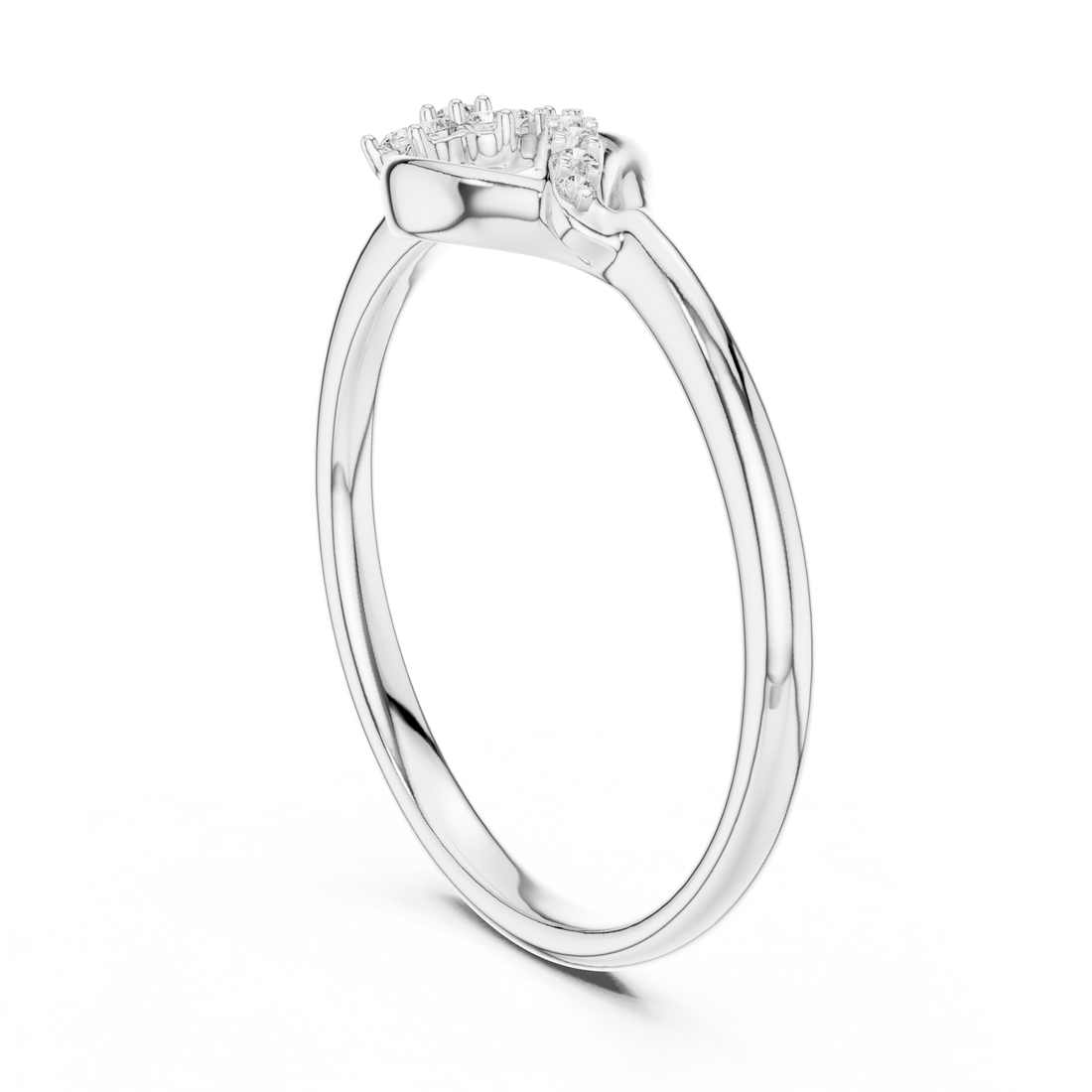 12#10046@L - Fashion Round Ring - White Gold