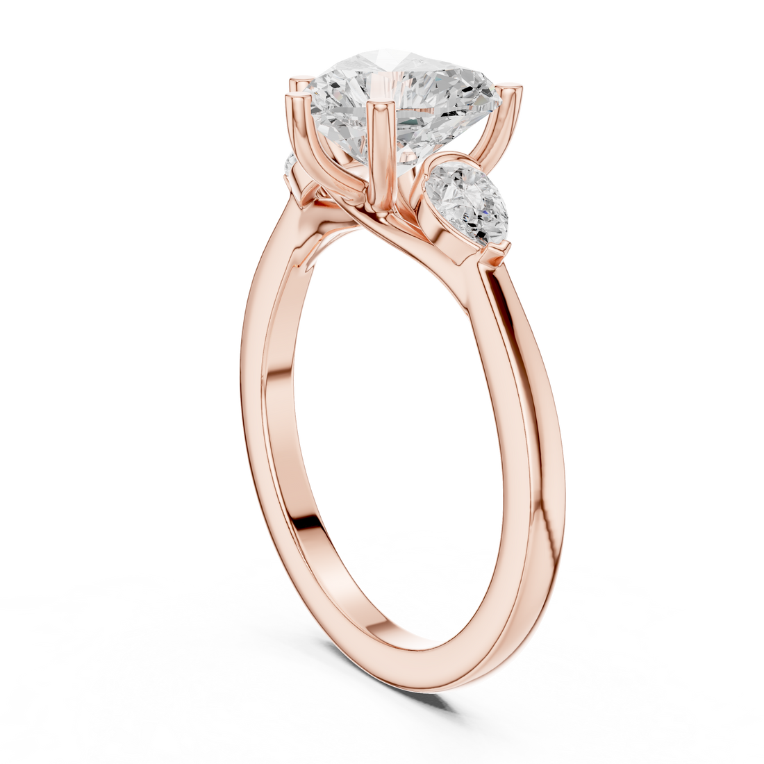 DDLR-270 - Three Stone Heart Ring - White Gold