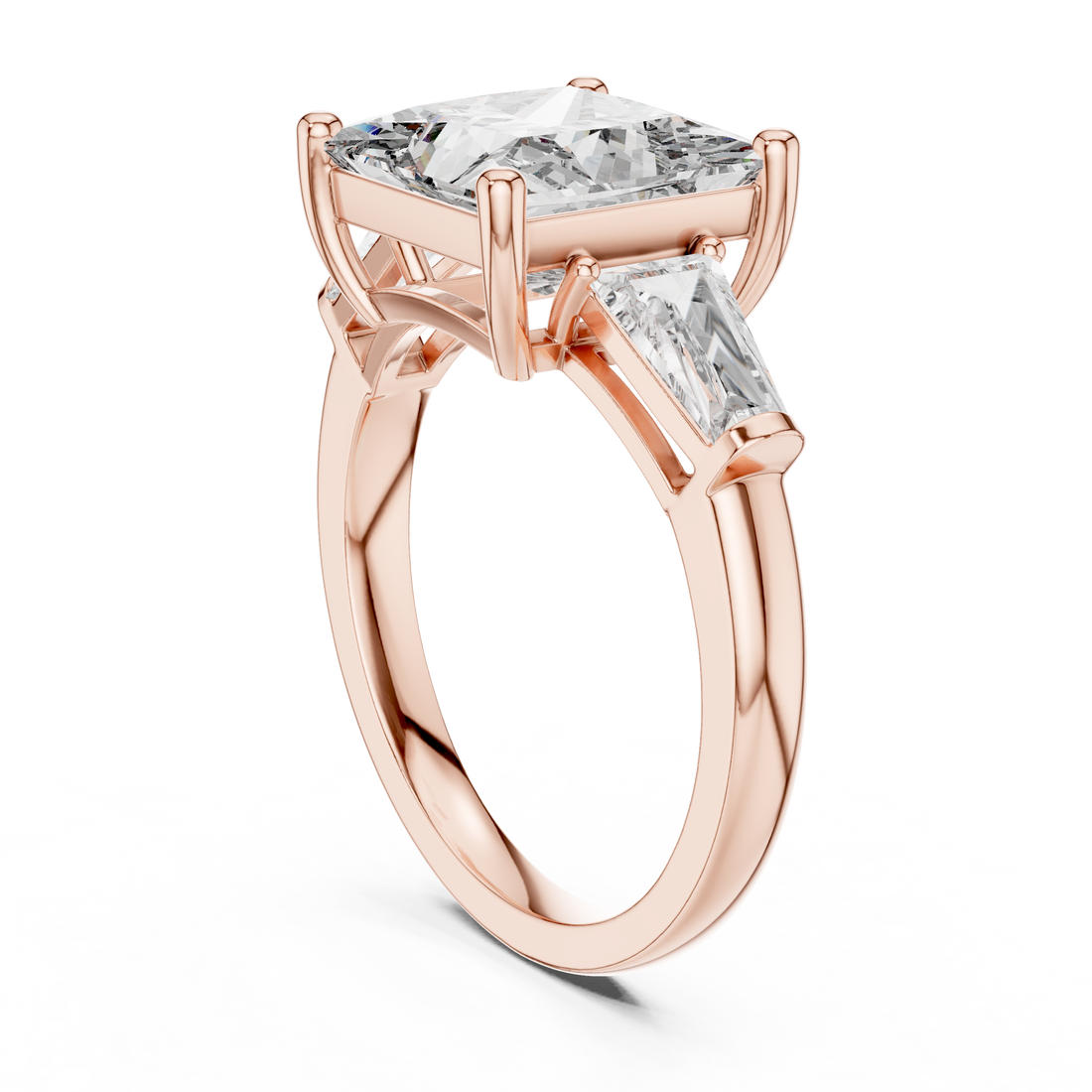 9#10016L_13 - Three Stone Princess Ring - White Gold