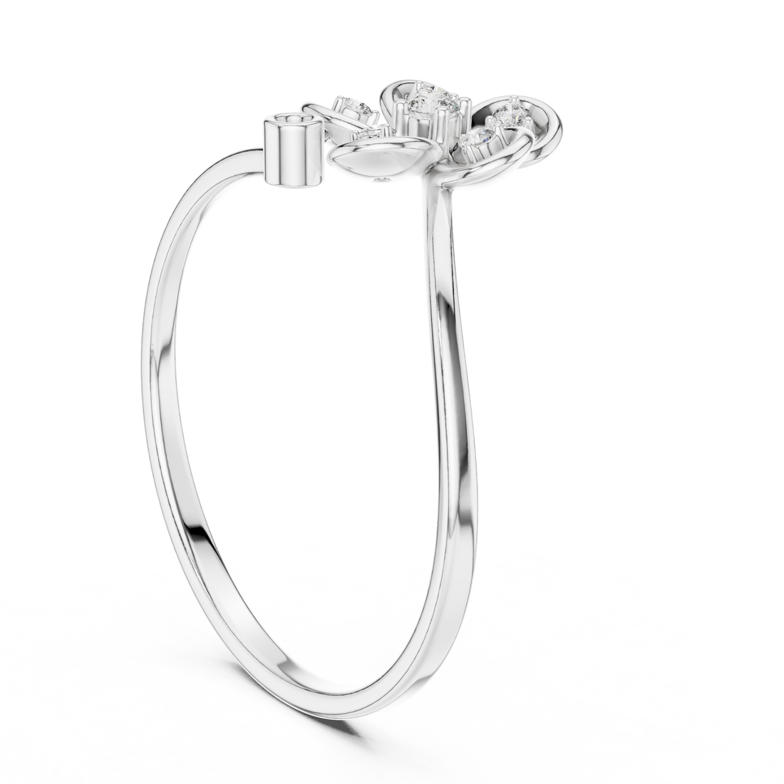 1 (195) - Fashion Round Ring - White Gold
