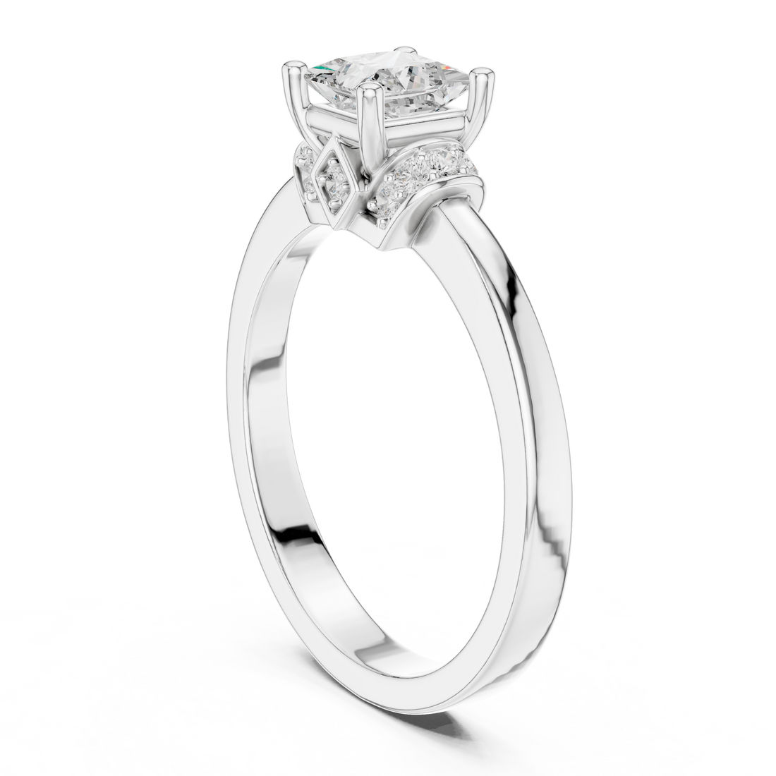 DDLR-496 - Solitaire Princess Ring - White Gold