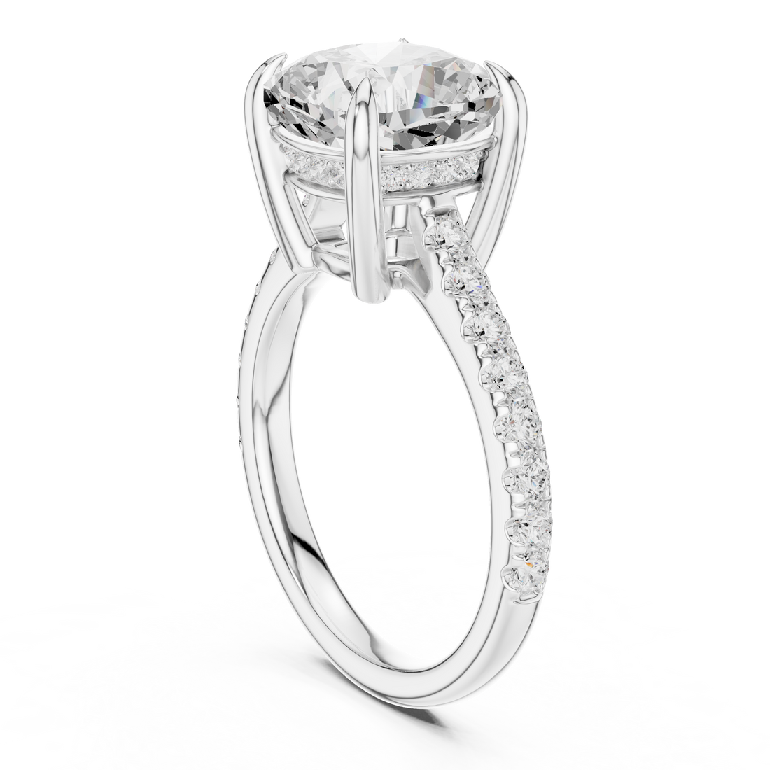 DDLR-1023 - Solitaire Cushion Ring - White Gold