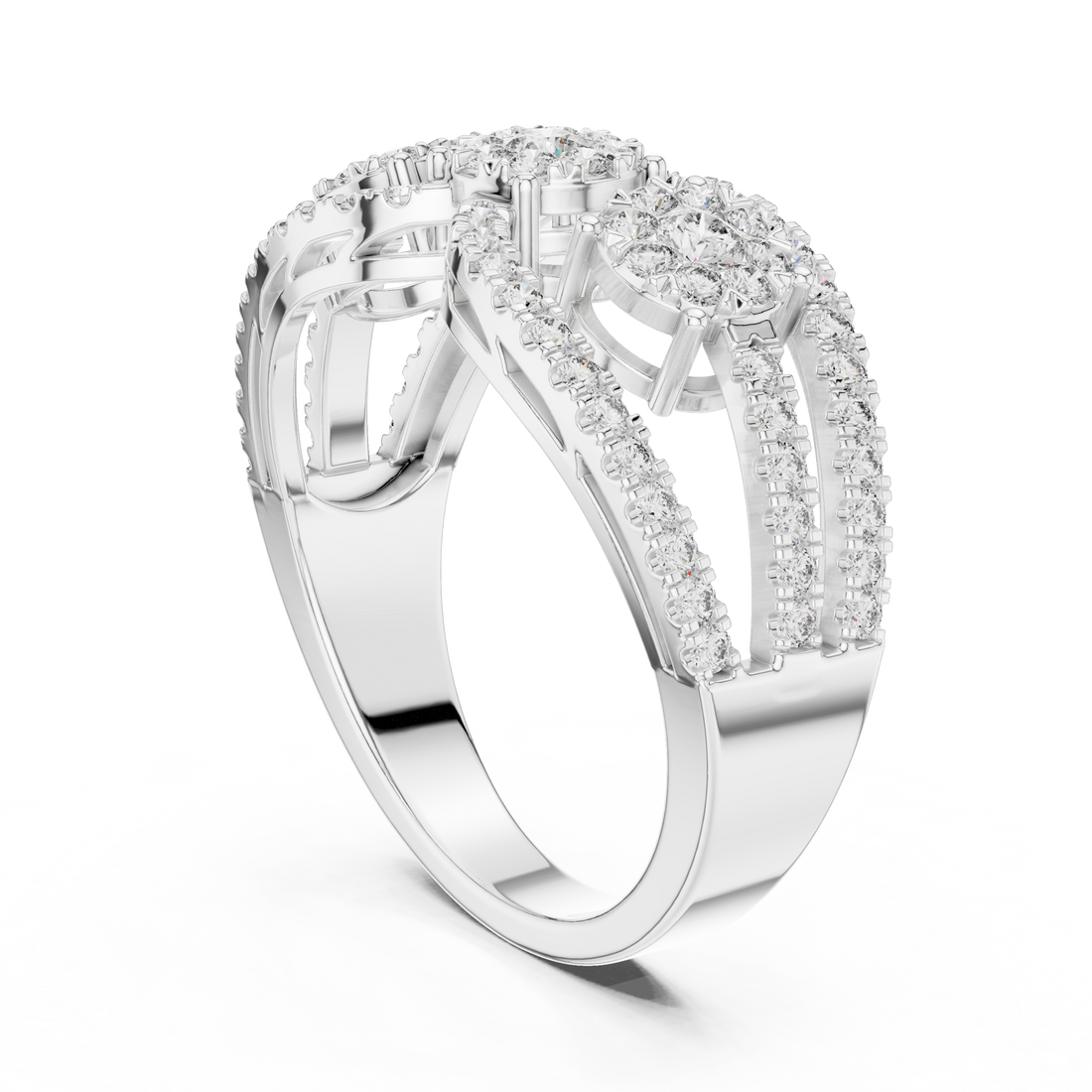 19#120004L - Fashion Round Ring - White Gold