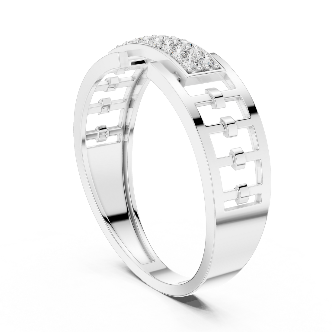 LR-01 (10) - Fashion Round Ring - White Gold