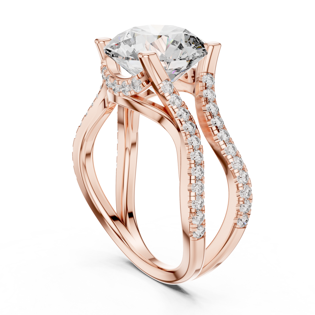 DDLR-155 - Split Shank Round Ring - White Gold